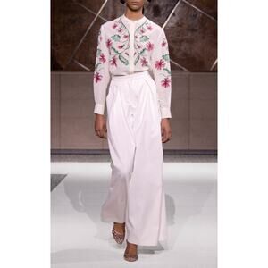 Giambattista Valli Pleated Cotton Wide-leg Pants - It 44 White